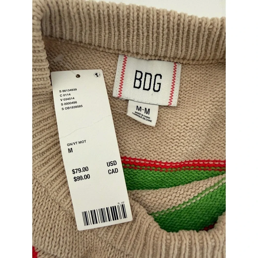 NEW BDG Sweater Women's Medium Urban Outfitters Knit Striped Pullover‎ Beige